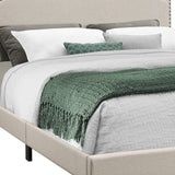 Beige Standard Bed Upholstered With Nailhead Trim And With Headboard - Homeroots