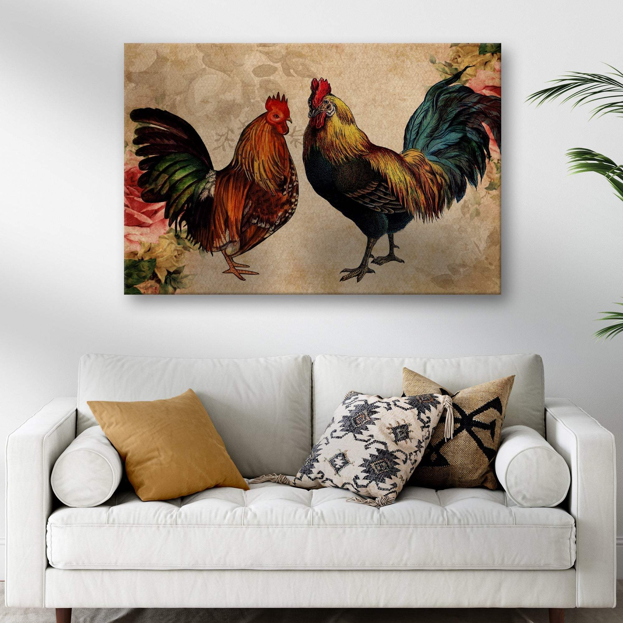 Retro Rooster Chicken Canvas Wall Art - Tailored Canvases - Flyclothing LLC