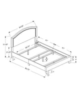 Gray Solid Wood Queen Upholstered Linen Bed Frame with Nailhead Trim - Homeroots - Flyclothing LLC