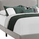 Gray Solid Wood Queen Upholstered Linen Bed Frame with Nailhead Trim - Homeroots