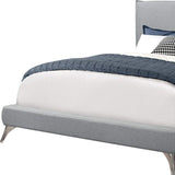 Gray Solid Wood Queen Upholstered Linen Bed Frame with Nailhead Trim - Homeroots - Flyclothing LLC