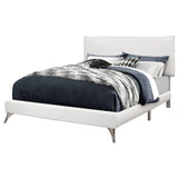 White Solid Wood Queen Upholstered Linen Bed Frame - Homeroots
