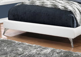 White Solid Wood Queen Upholstered Linen Bed Frame - Homeroots