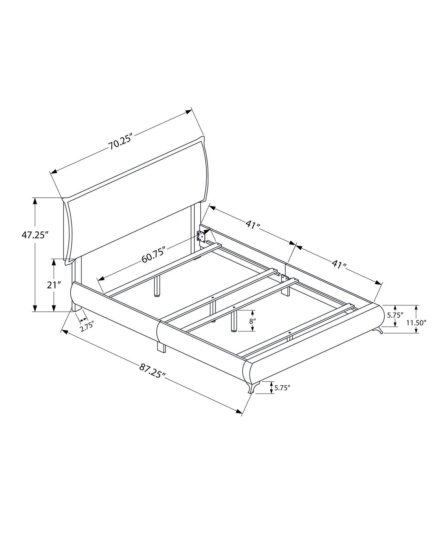 White Solid Wood Queen Upholstered Linen Bed Frame - Homeroots - Flyclothing LLC