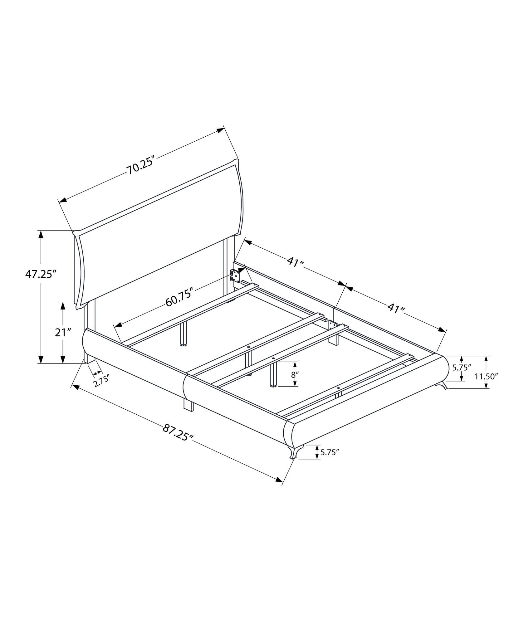 White Solid Wood Queen Upholstered Linen Bed Frame - Homeroots - Flyclothing LLC
