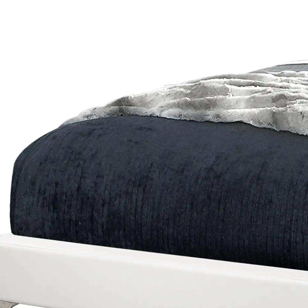 White Solid Wood Queen Upholstered Linen Bed Frame - Homeroots - Flyclothing LLC