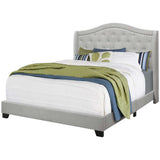 Tufted Light Gray Standard Bed Upholstered With Nailhead Trim And With Headboard - Homeroots