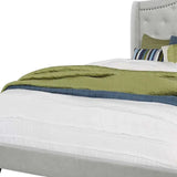 Tufted Light Gray Standard Bed Upholstered With Nailhead Trim And With Headboard - Homeroots - Flyclothing LLC