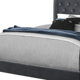 Solid Wood Queen Tufted Dark Gray And Gray Upholstered Velvet Bed - Homeroots
