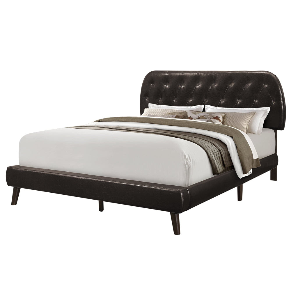 Tufted Brown Standard Bed Upholstered With Headboard - Homeroots