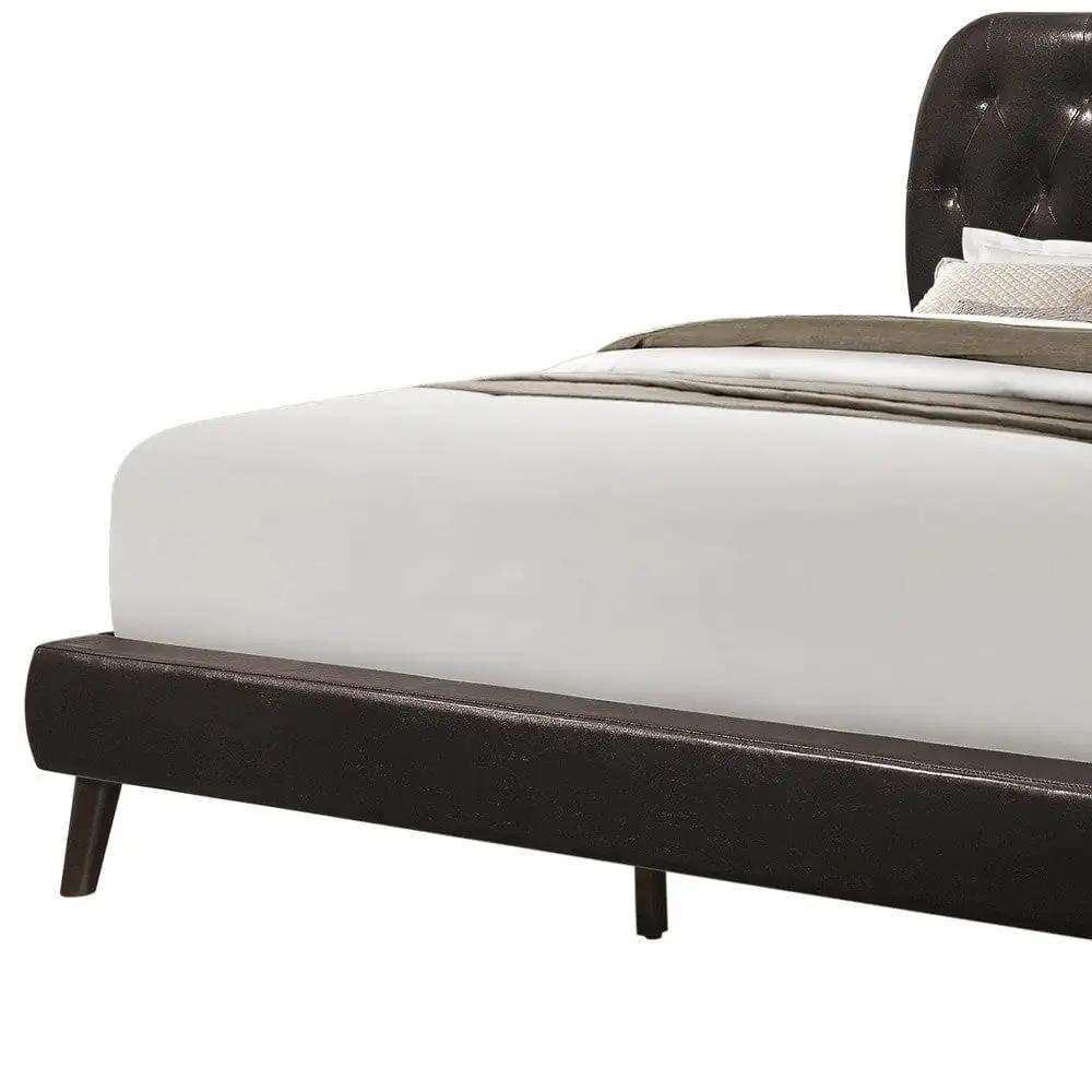 Tufted Brown Standard Bed Upholstered With Headboard - Homeroots - Flyclothing LLC