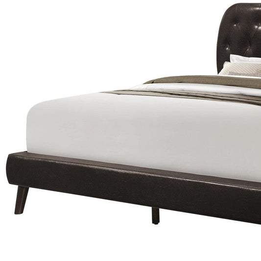 Tufted Brown Standard Bed Upholstered With Headboard - Homeroots