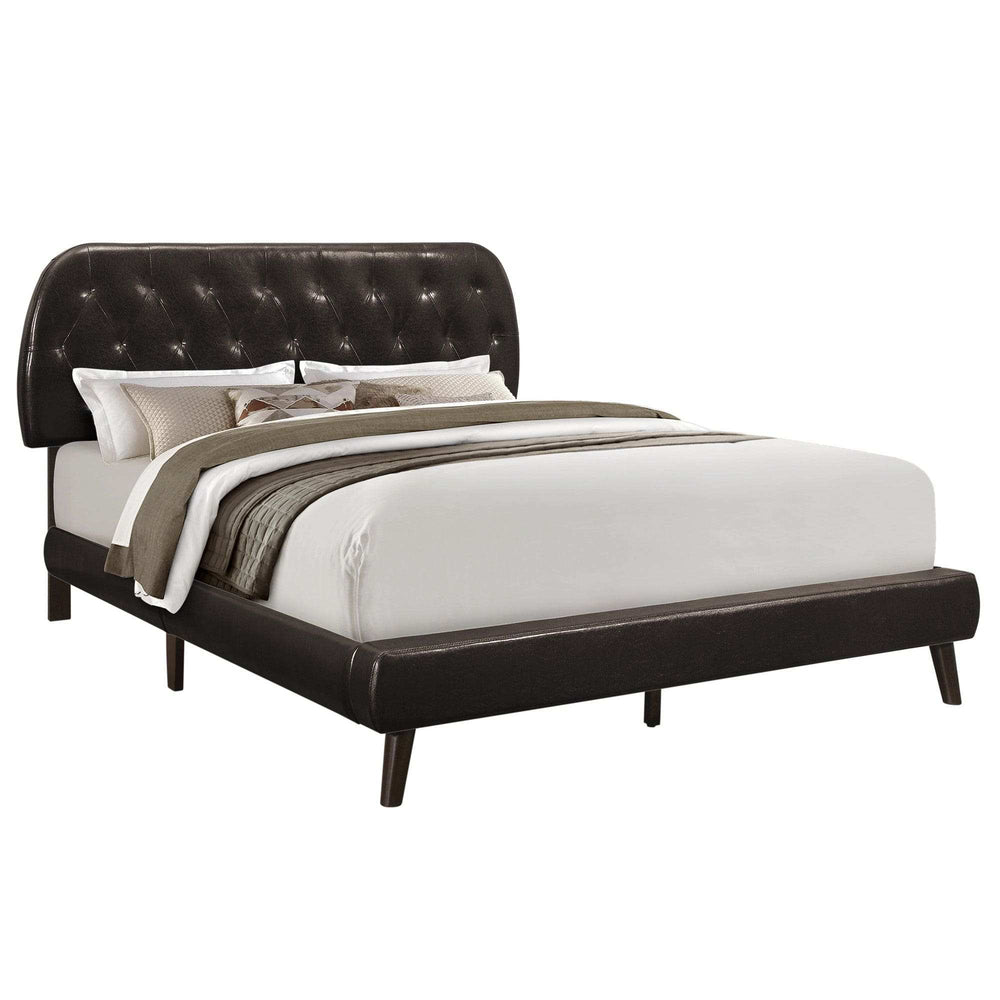 Tufted Brown Standard Bed Upholstered With Headboard - Homeroots - Flyclothing LLC