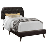 Tufted Black Standard Bed Upholstered With Headboard - Homeroots