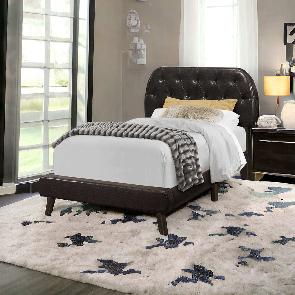 Tufted Black Standard Bed Upholstered With Headboard - Homeroots - Flyclothing LLC