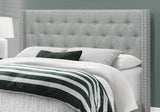 Solid Wood Queen Tufted Gray Upholstered Linen Bed With Nailhead Trim - Homeroots