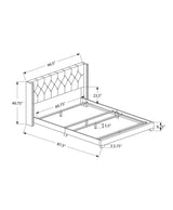 Solid Wood Queen Tufted Gray Upholstered Linen Bed With Nailhead Trim - Homeroots - Flyclothing LLC