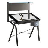 26" Adjustable Clear and Gray Glass Drafting Table With Three Drawers - Homeroots