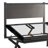 26" Adjustable Clear and Gray Glass Drafting Table With Three Drawers - Homeroots