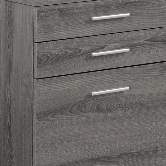 17.75" X 18.25" X 25.25" Dark Taupe Black Particle Board 3 Drawers  Filing Cabinet - Homeroots