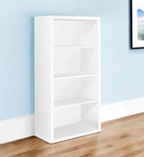 White Wood Adjustable Four Tier Bookcase - Homeroots - Flyclothing LLC