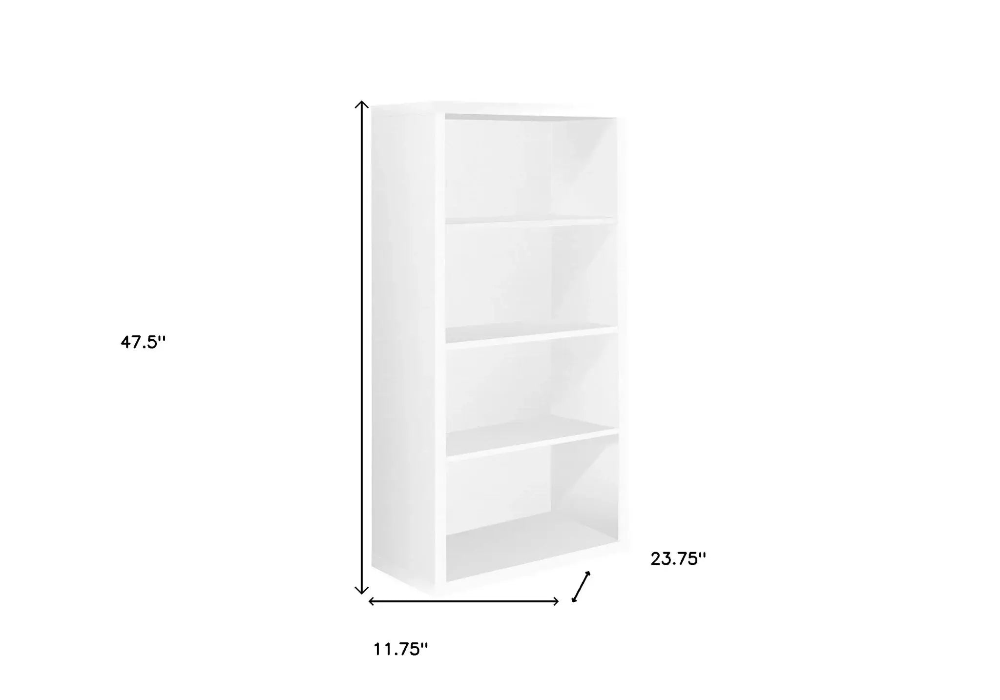 White Wood Adjustable Four Tier Bookcase - Homeroots - Flyclothing LLC
