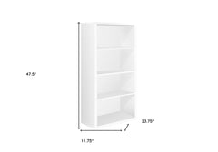 White Wood Adjustable Four Tier Bookcase