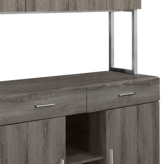 16.25" X 47.25" X 60" Dark Taupe Silver Particle Board Hollow Core Metal  Office Cabinet - Homeroots