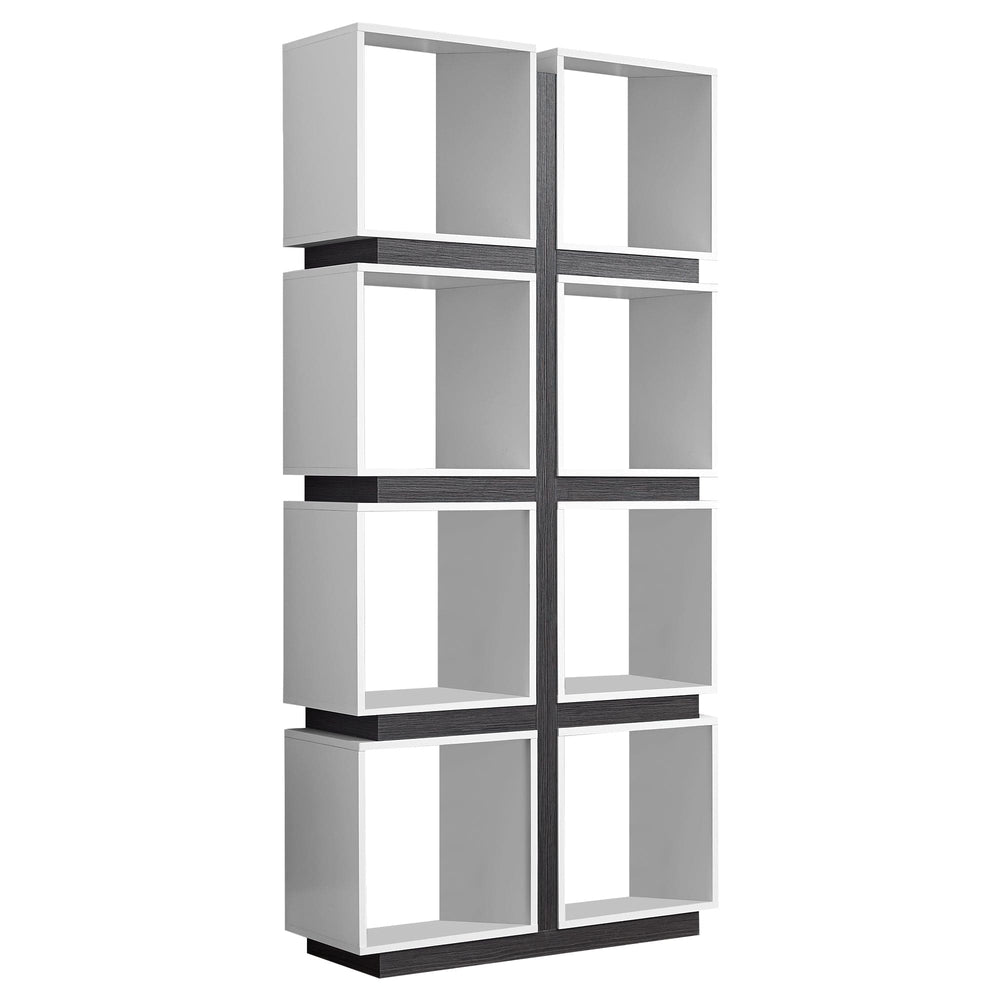 71" White Wood Eight Tier Cube Bookcase - Homeroots