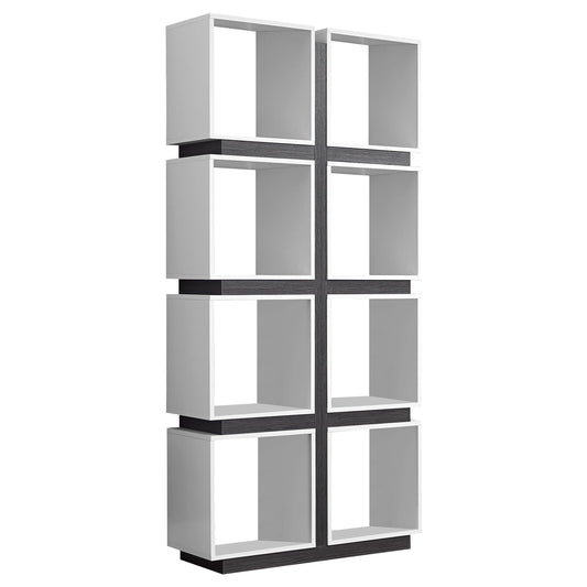 71" White Wood Eight Tier Cube Bookcase - Homeroots