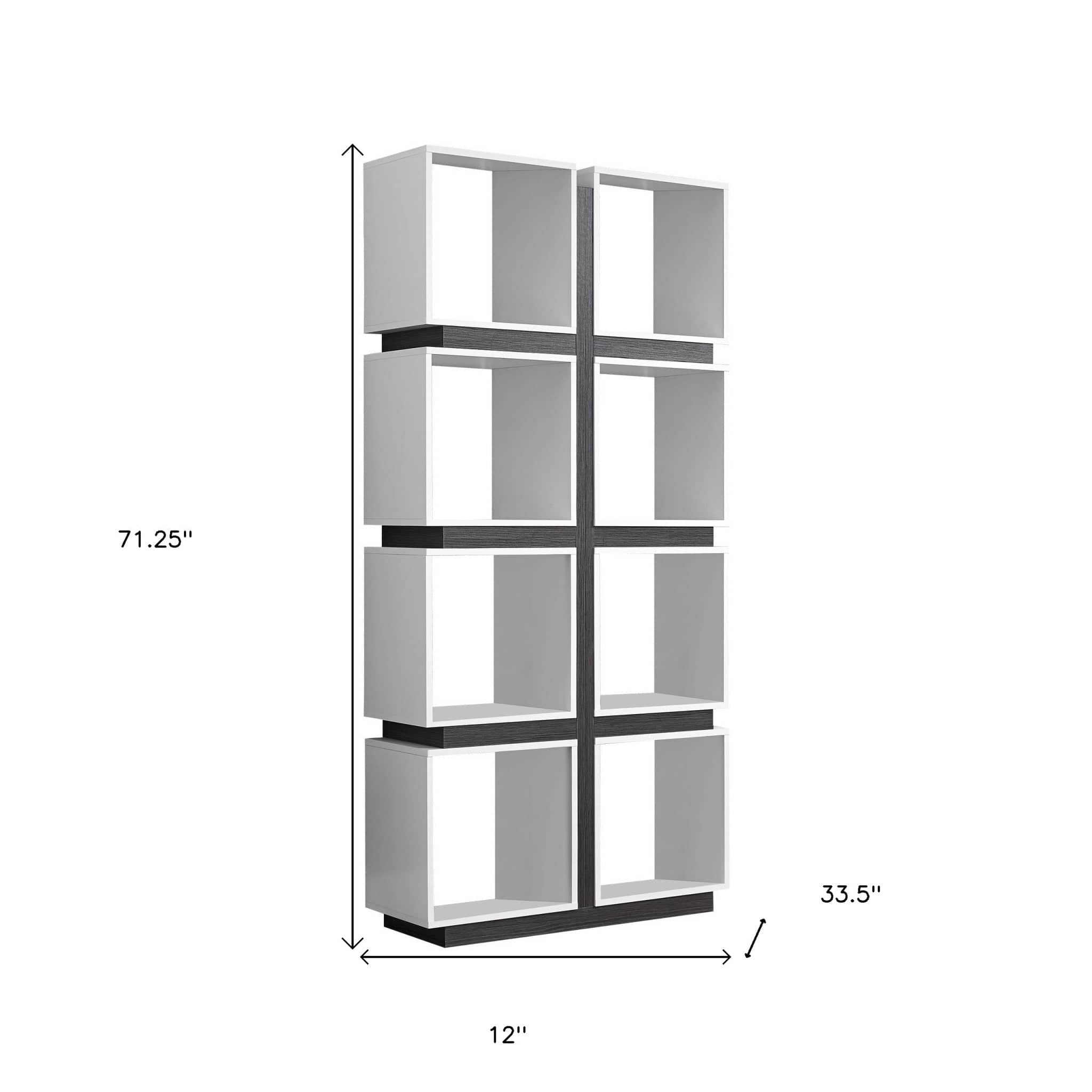 71" White Wood Eight Tier Cube Bookcase - Homeroots - Flyclothing LLC