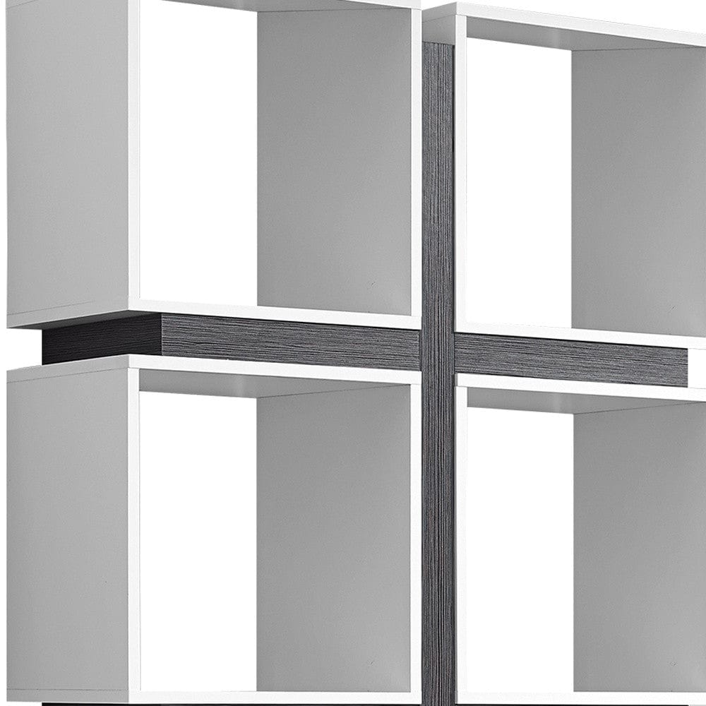 71" White Wood Eight Tier Cube Bookcase - Homeroots