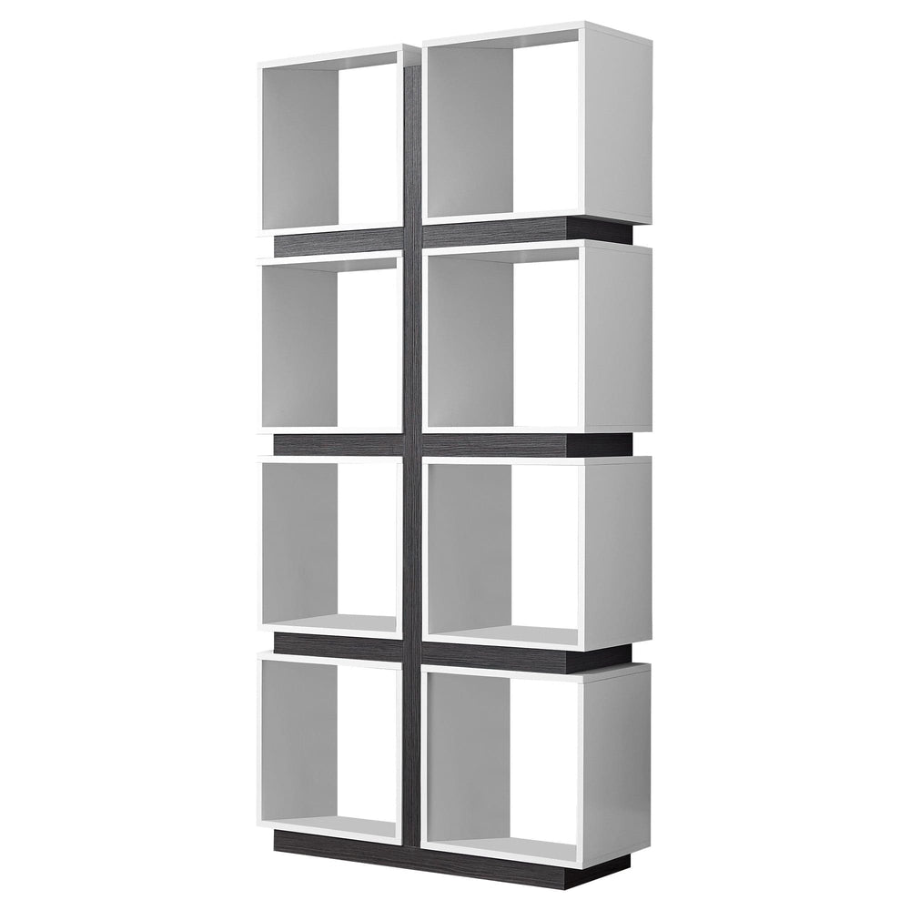 71" White Wood Eight Tier Cube Bookcase - Homeroots