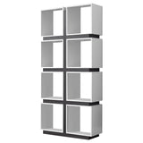 71" White Wood Eight Tier Cube Bookcase - Homeroots