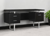 24" Black and Silver Computer Desk With Three Drawers - Homeroots - Flyclothing LLC