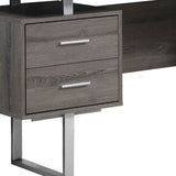 24" Taupe and Silver Computer Desk With Three Drawers - Homeroots