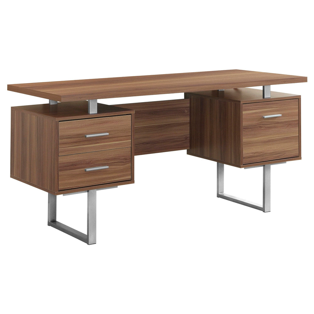 24" Brown and Silver Computer Desk With Three Drawers - Homeroots - Flyclothing LLC