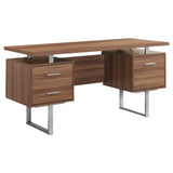 24" Brown and Silver Computer Desk With Three Drawers - Homeroots