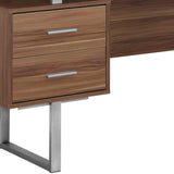24" Brown and Silver Computer Desk With Three Drawers - Homeroots
