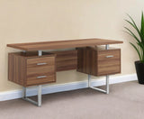 24" Brown and Silver Computer Desk With Three Drawers - Homeroots - Flyclothing LLC