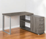 47" Taupe and Silver L Shape Computer Desk With Three Drawers - Homeroots - Flyclothing LLC