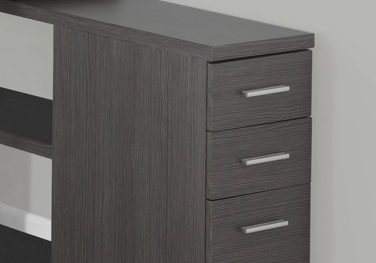 47" Gray and Silver L Shape Computer Desk With Three Drawers - Homeroots - Flyclothing LLC
