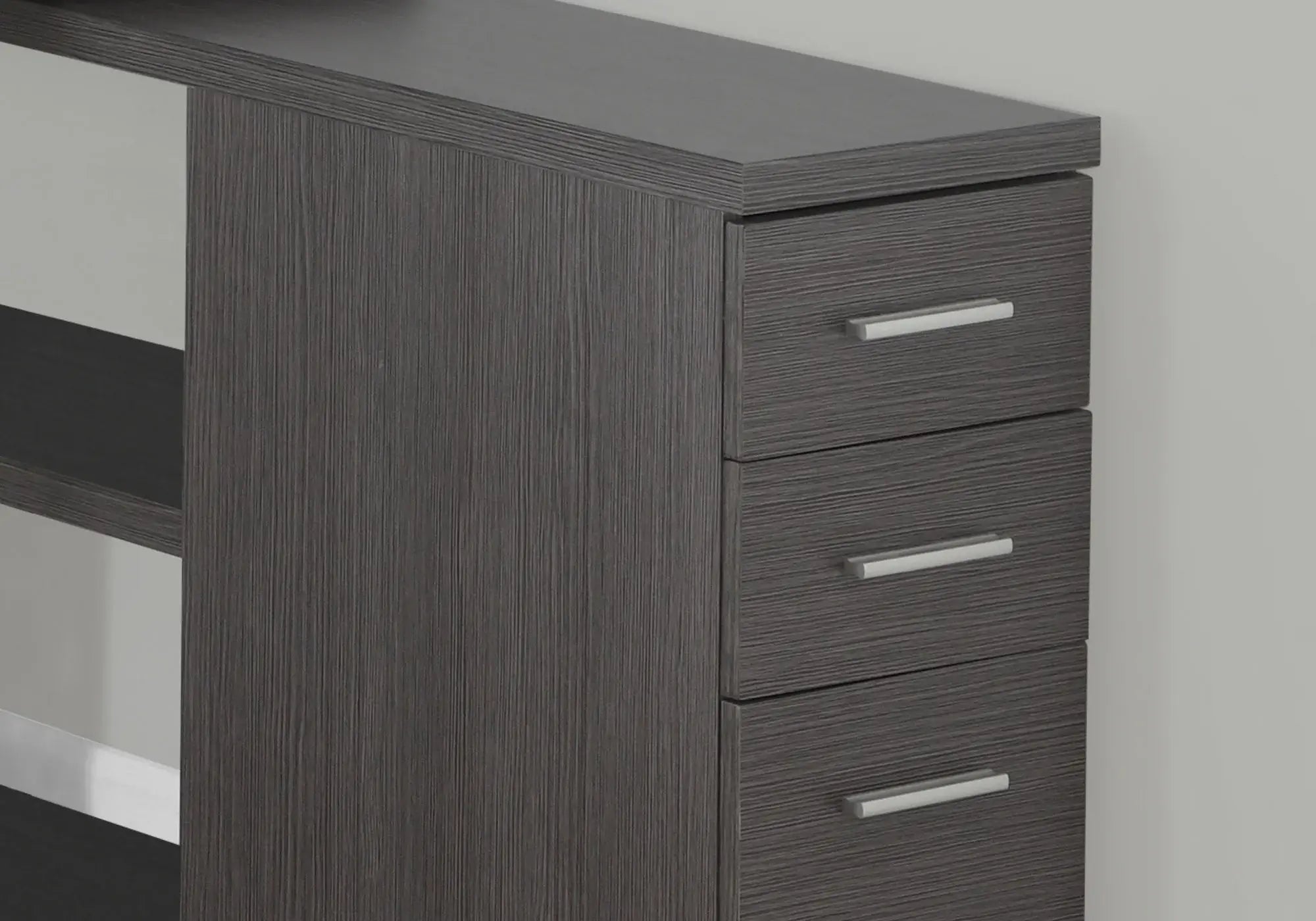 47" Gray and Silver L Shape Computer Desk With Three Drawers - Homeroots - Flyclothing LLC