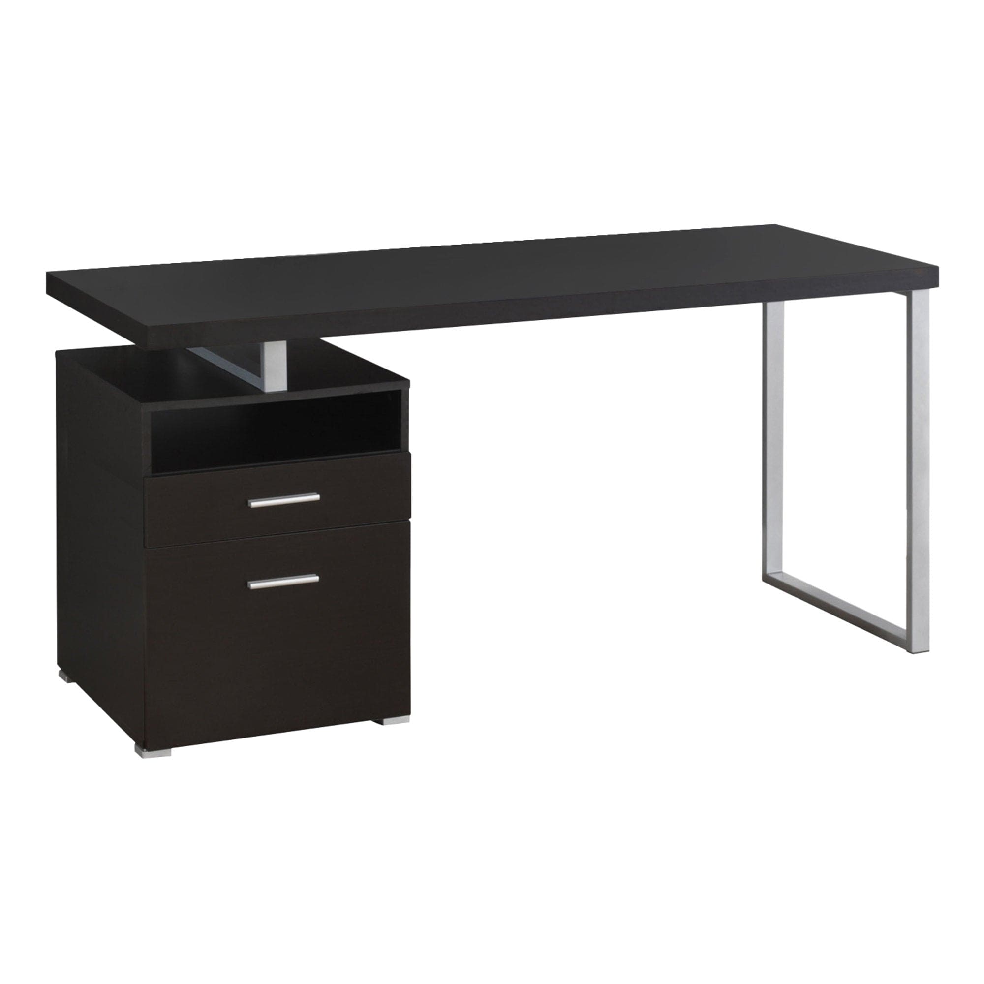 24" Dark Brown and Silver Computer Desk With Two Drawers - Homeroots - Flyclothing LLC