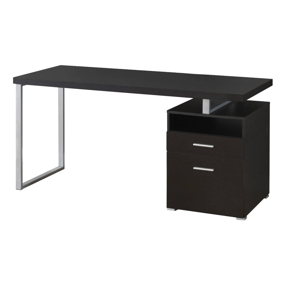 24" Dark Brown and Silver Computer Desk With Two Drawers - Homeroots - Flyclothing LLC