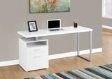 24" White and Silver Computer Desk With Two Drawers - Homeroots - Flyclothing LLC