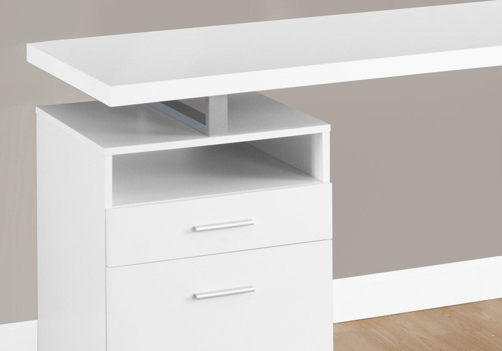 24" White and Silver Computer Desk With Two Drawers - Homeroots - Flyclothing LLC