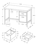 24" White and Silver Computer Desk With Two Drawers - Homeroots - Flyclothing LLC