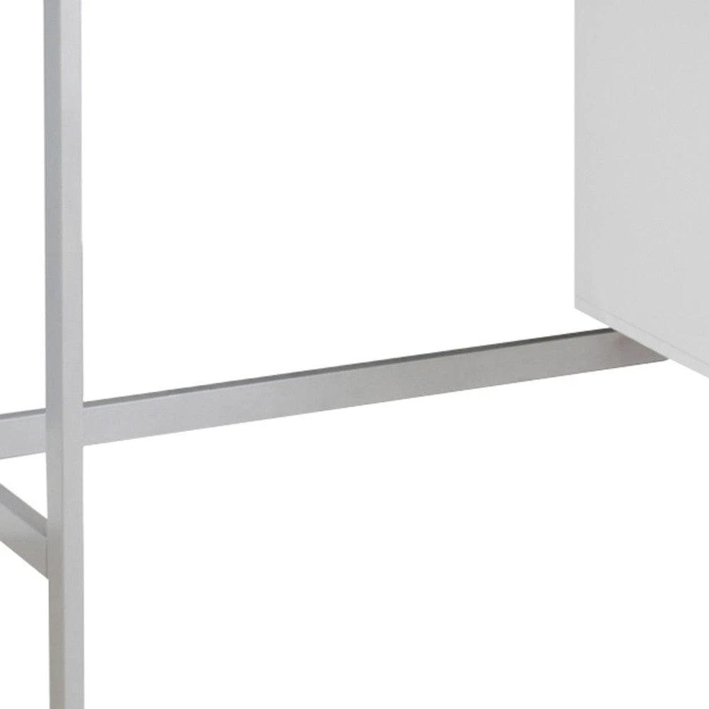 24" White and Silver Computer Desk With Two Drawers - Homeroots - Flyclothing LLC