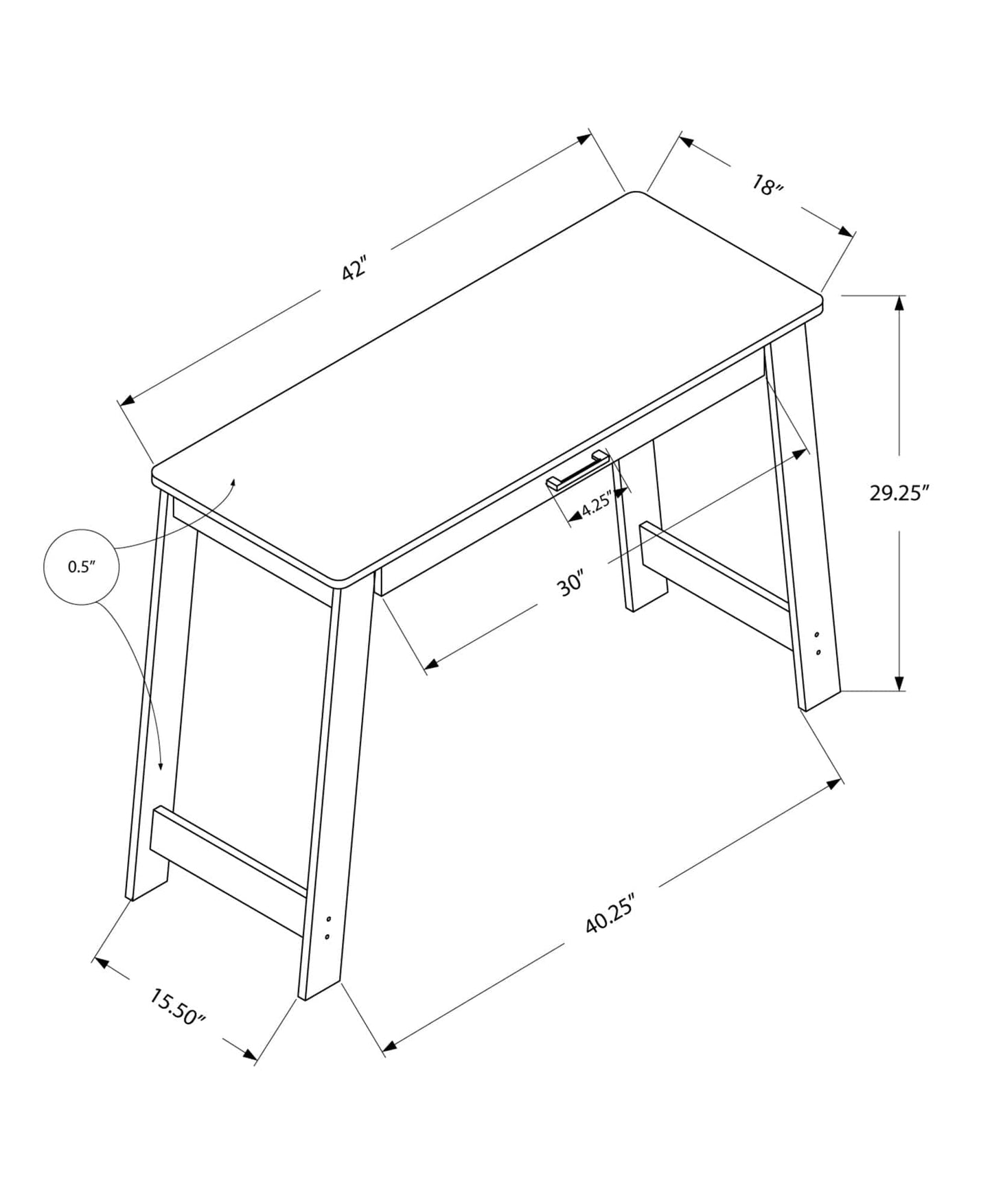 18" Taupe Computer Desk - Homeroots - Flyclothing LLC